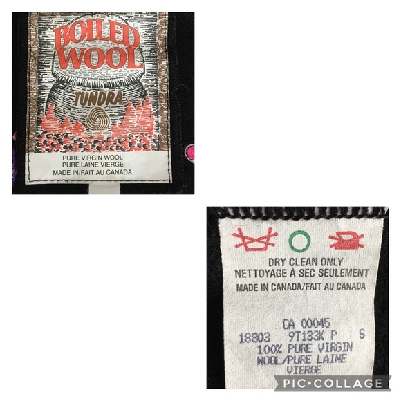 TUNDRA 100%Pure Virgin Wool Black Floral Embroidered Feminine Cozy 2-Button Coat - Picture 11 of 14